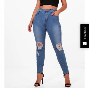 Boohoo plus size ripped skinny jeans